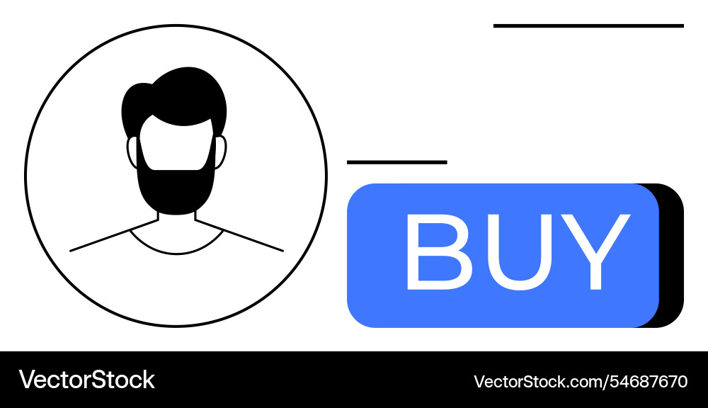 User profile circle and blue buy button with lines Vector Image