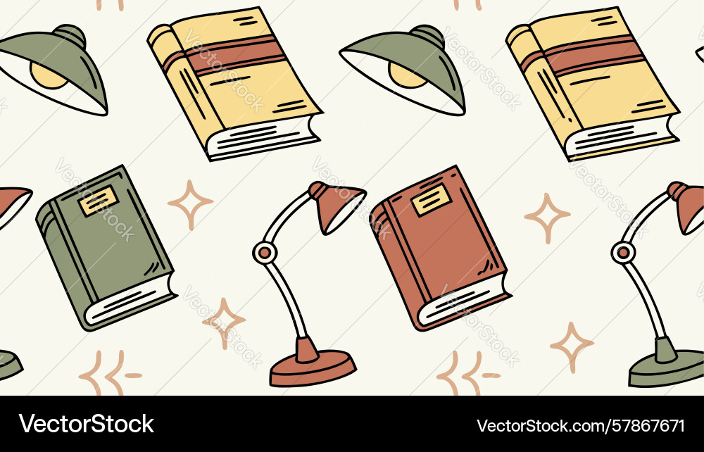 Cozy reading learning essentials pattern design Vector Image