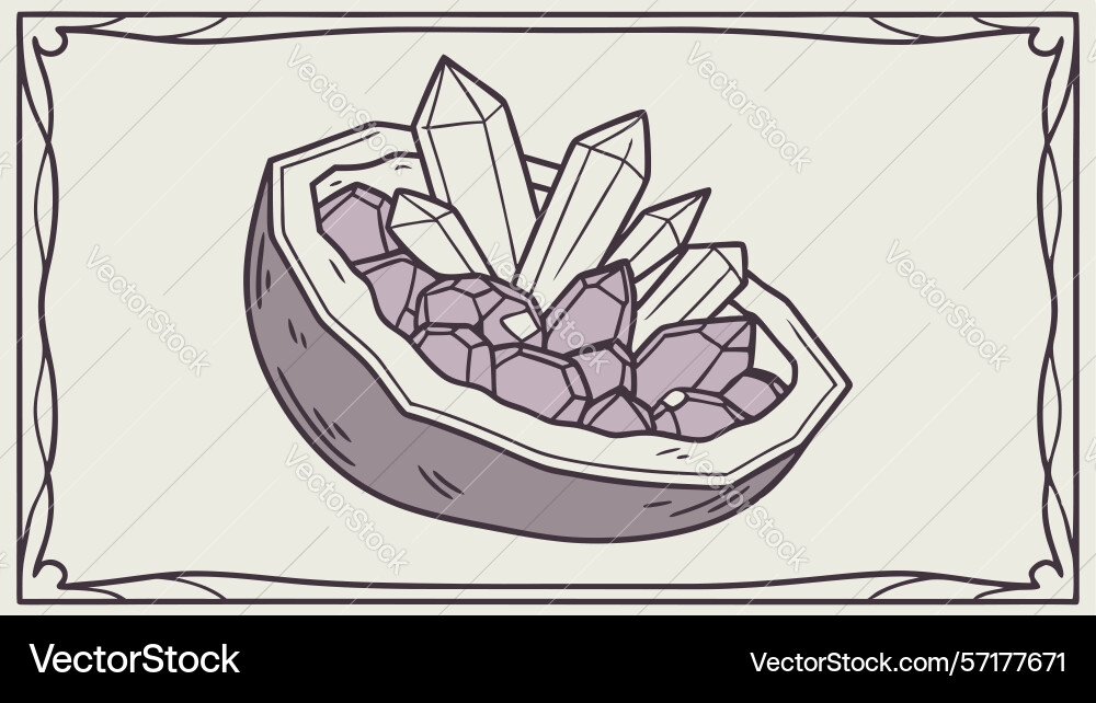 Crystal geode on display abstract mineral design vector image