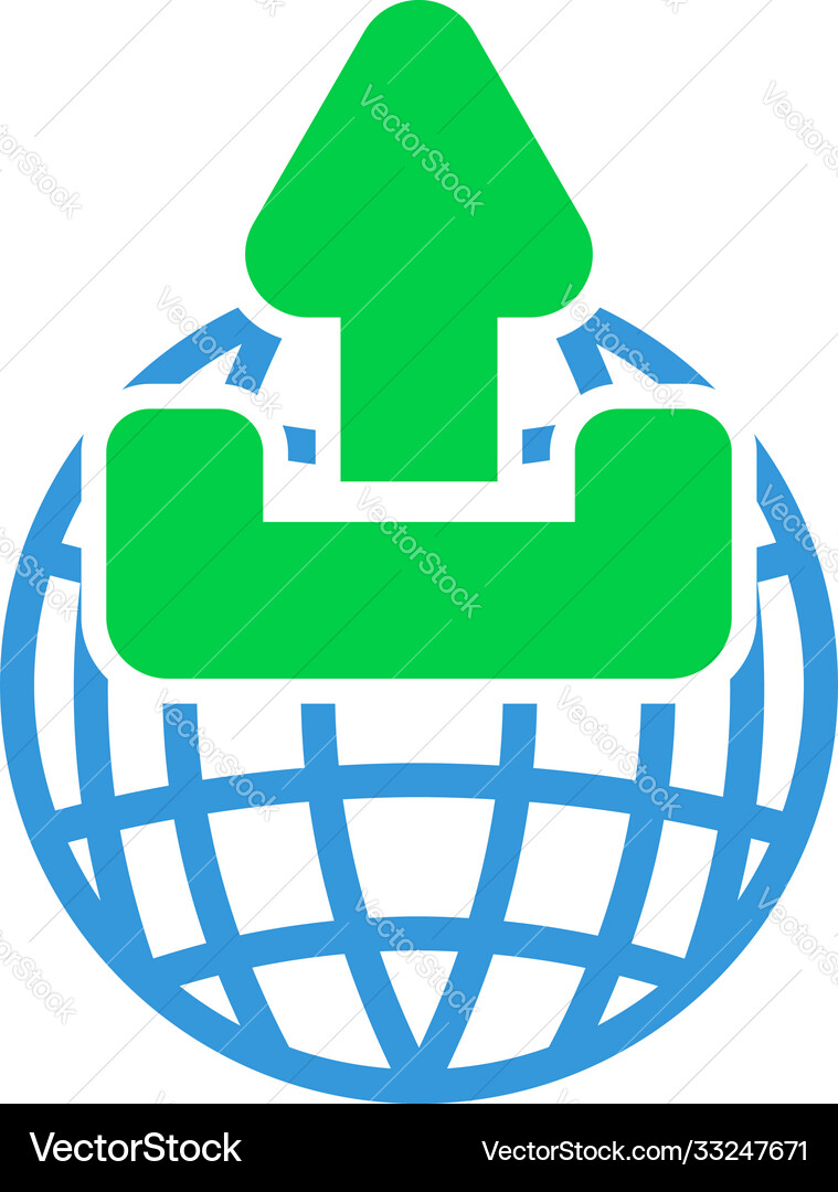 Globe with upload symbol icon Vector Image