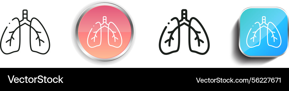 Lungs icon thin linear regular and button style Lungs icon thin linear regular and button style vector image