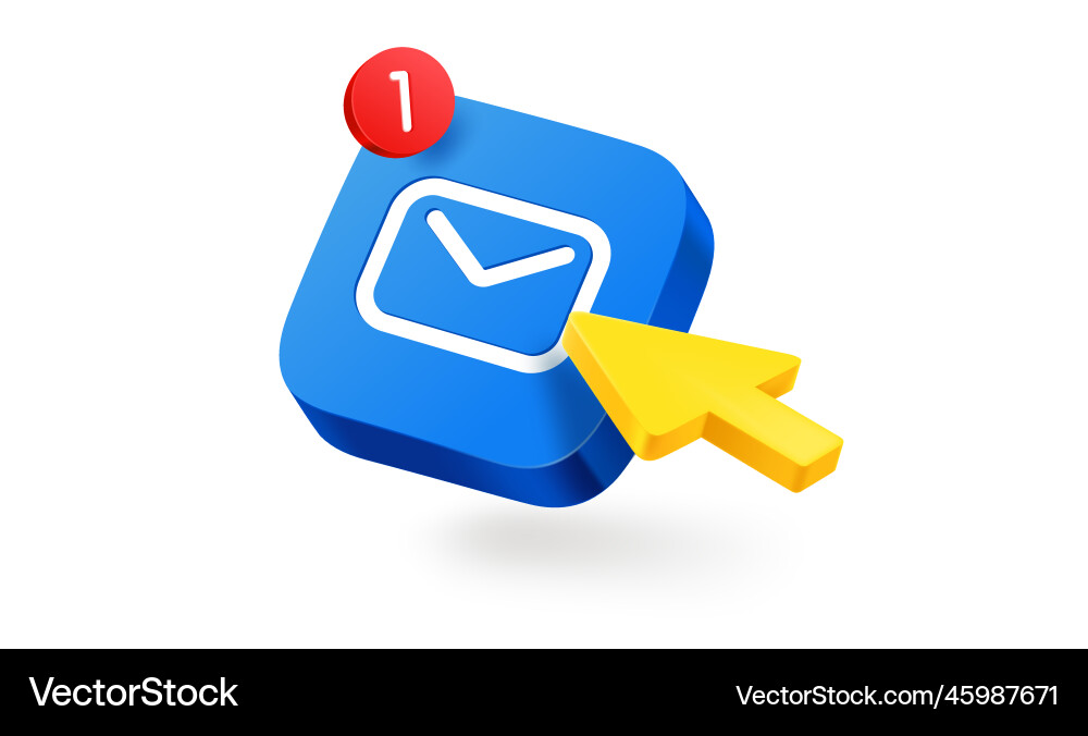 Pressing on a new message button 3d icon vector image