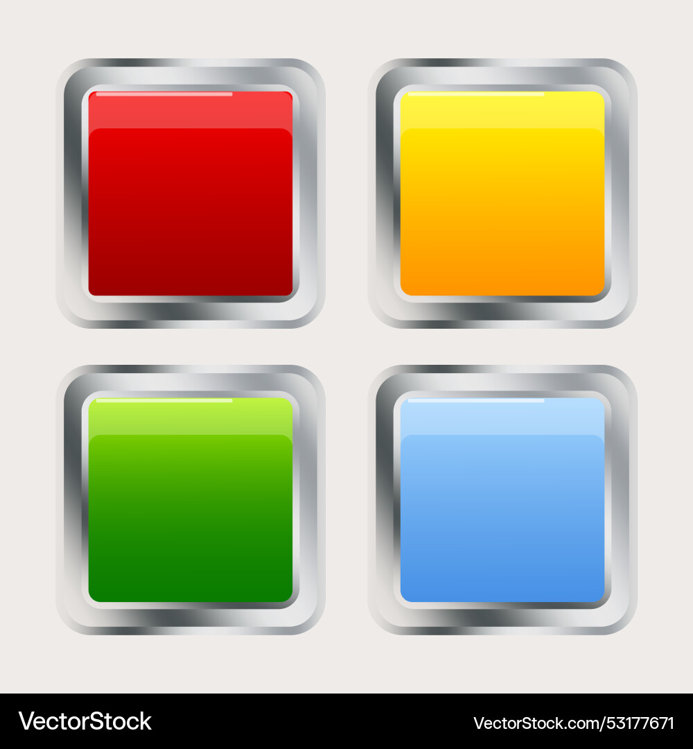 Square colored three-dimensional buttons Square colored three-dimensional buttons vector image