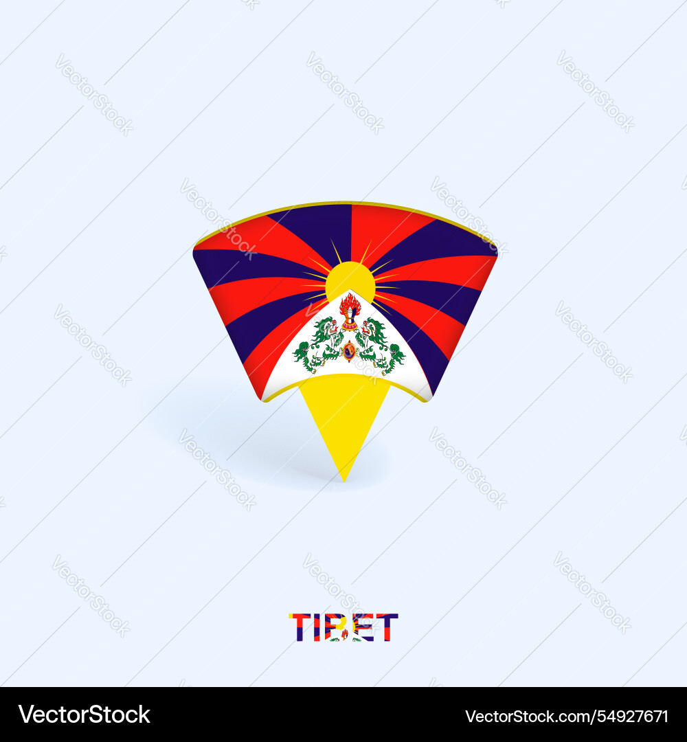 Tibet-Flaggekarten-Pointer-Design mit Schatten Tibet-Flaggekarten-Pointer-Design mit Schatten vektorbild