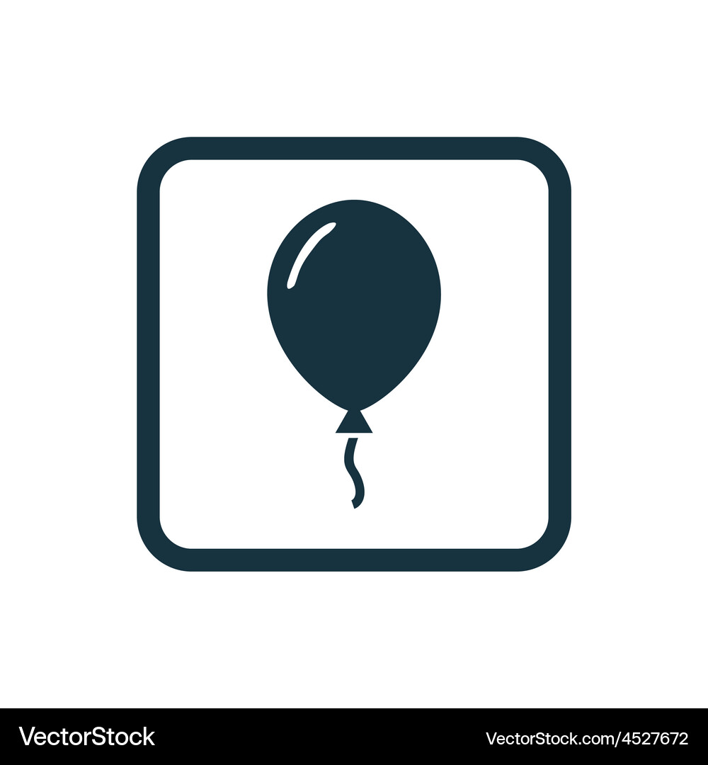 Balloon Icon - Rounded Square Button Vector Image
