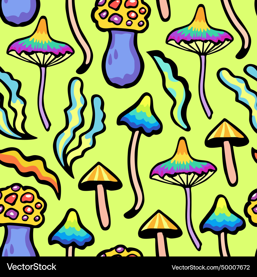 Bright colorful seamless pattern with psychedelic Bright colorful seamless pattern with psychedelic vector image