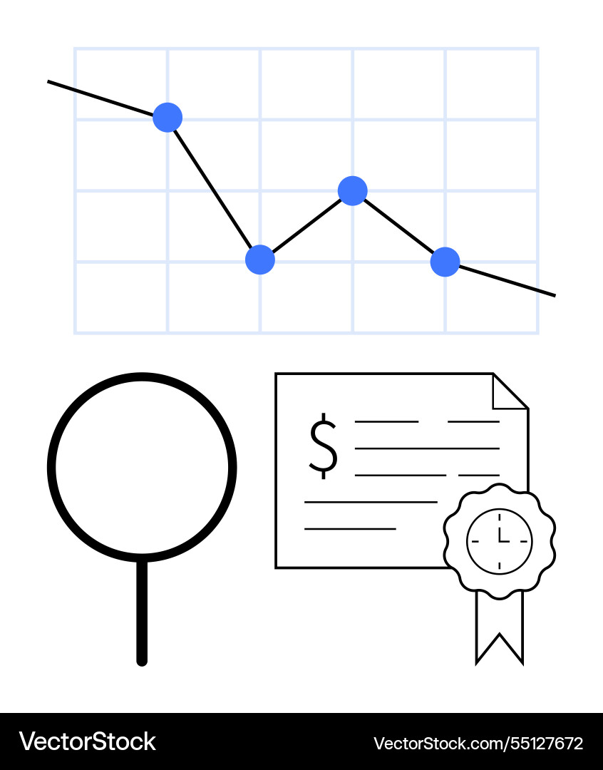 Business performance analysis featuring line graph Business performance analysis featuring line graph vector image