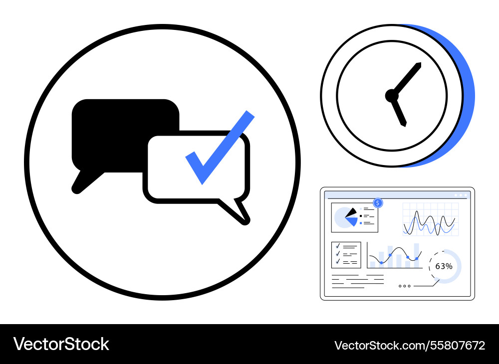 Communication time management and data analysis Communication time management and data analysis vector image