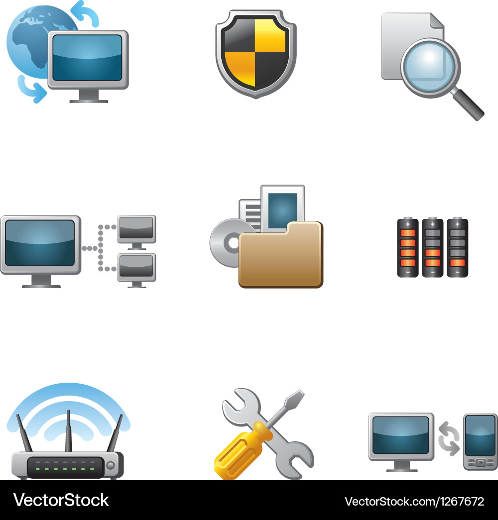 Computer Network Icons vector image