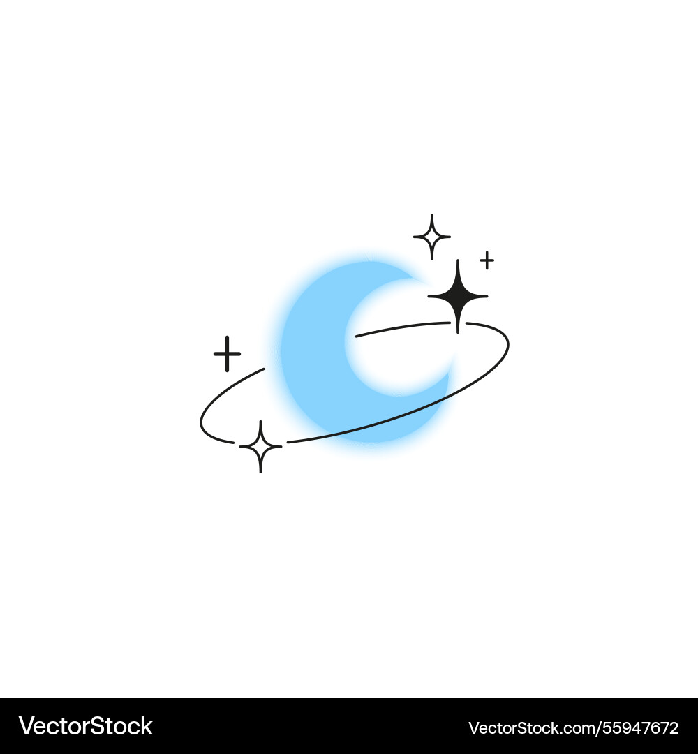 Crescent moon gradient blurred element with line Crescent moon gradient blurred element with line vector image