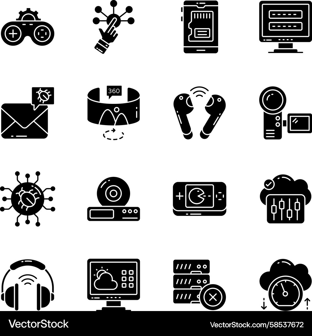 Data & Network Icon Set Vector Image