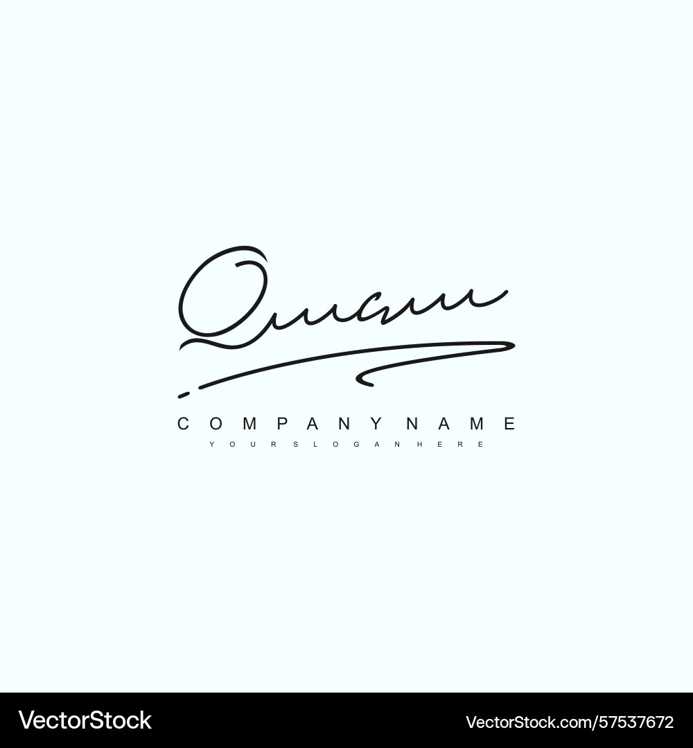 Minimal signature logo design with qc initials Vector Image