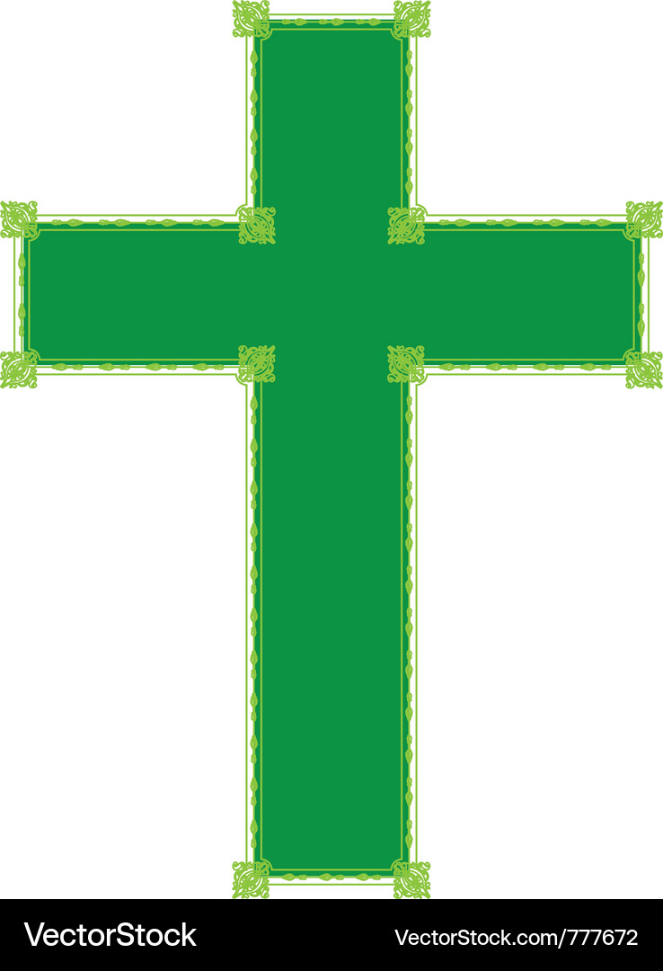 Ornate Green Cross Decoration Vector Image