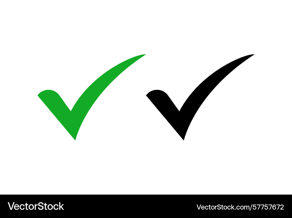 Two distinct check marks one green and black Vector Image