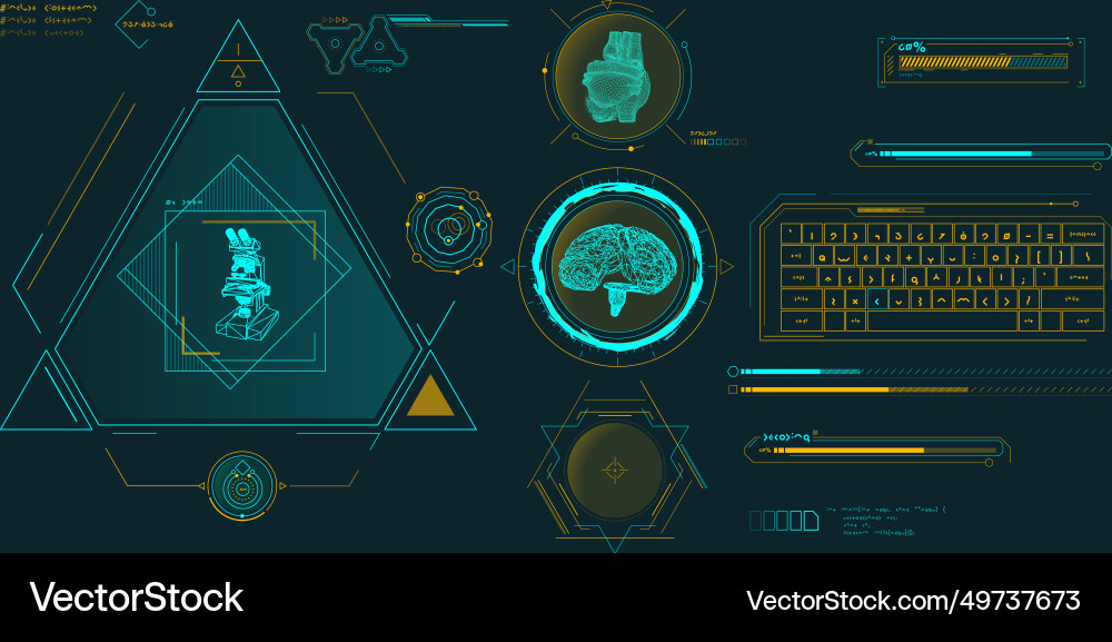 Data elements for sci-fi interface vector image