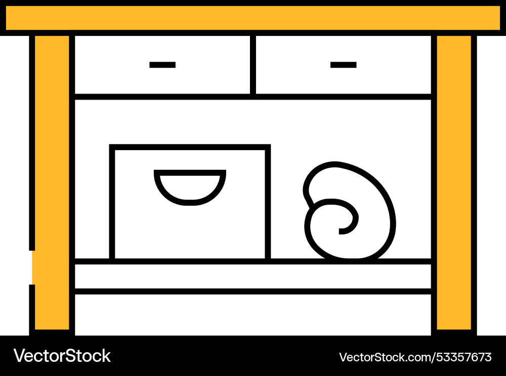 Table bathroom interior icon color Royalty Free Vector Image