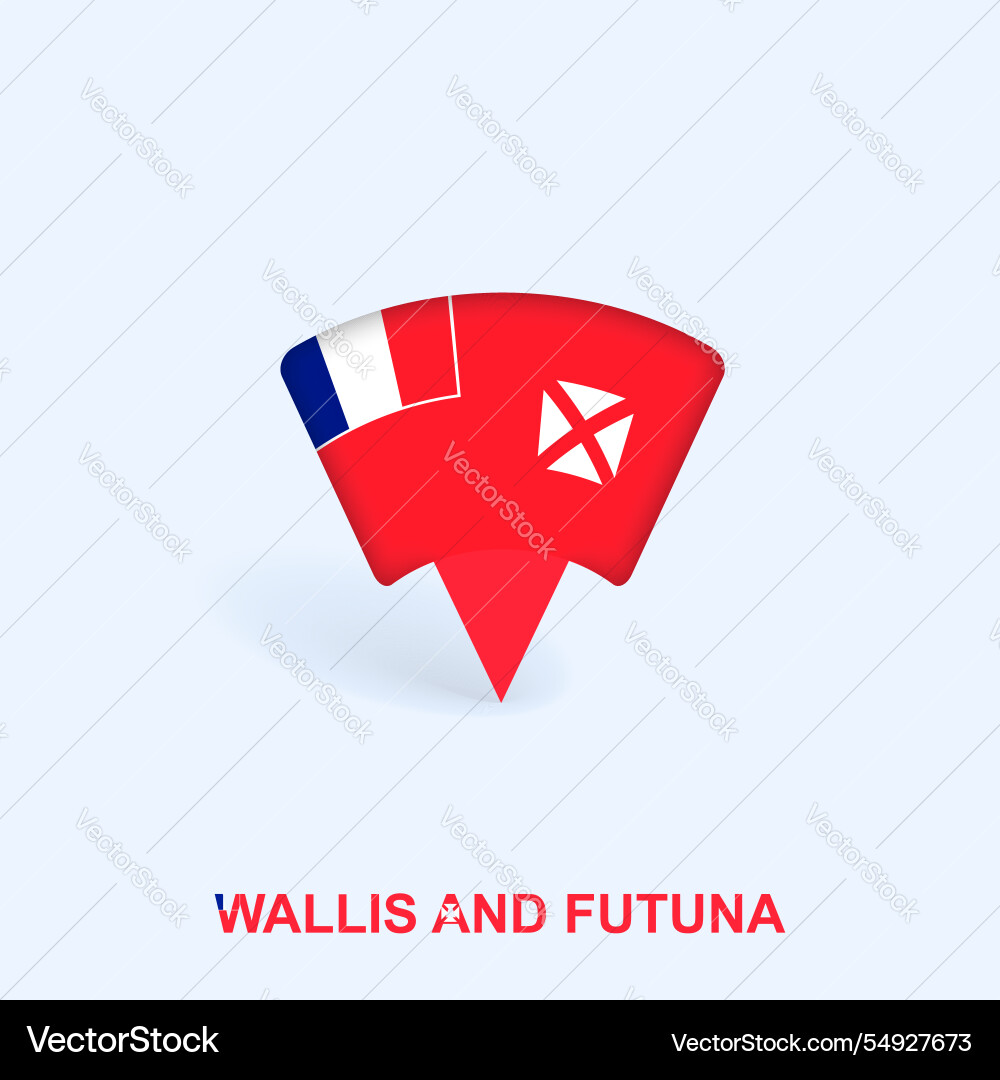 Wallis and futuna flag map pointer design vector image