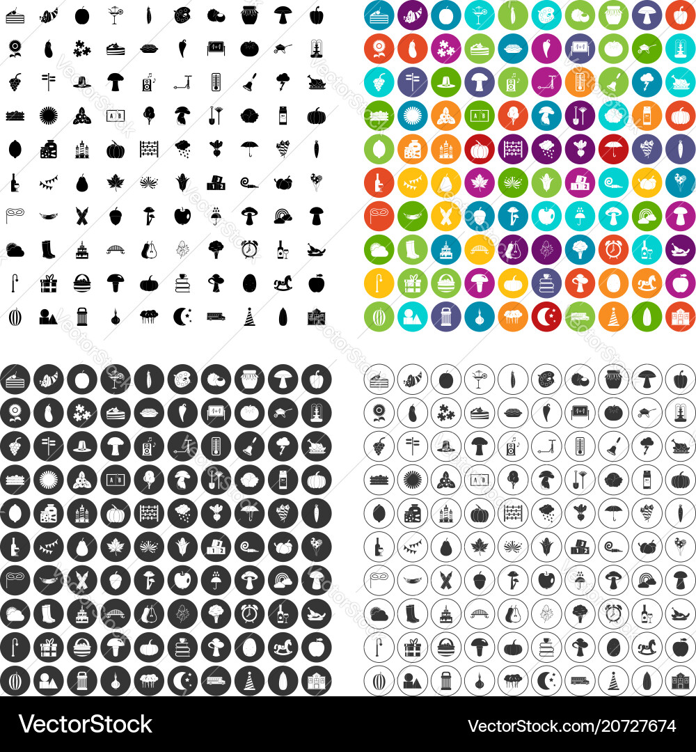 100 autumn festival icons set variant 100 autumn festival icons set variant vector image