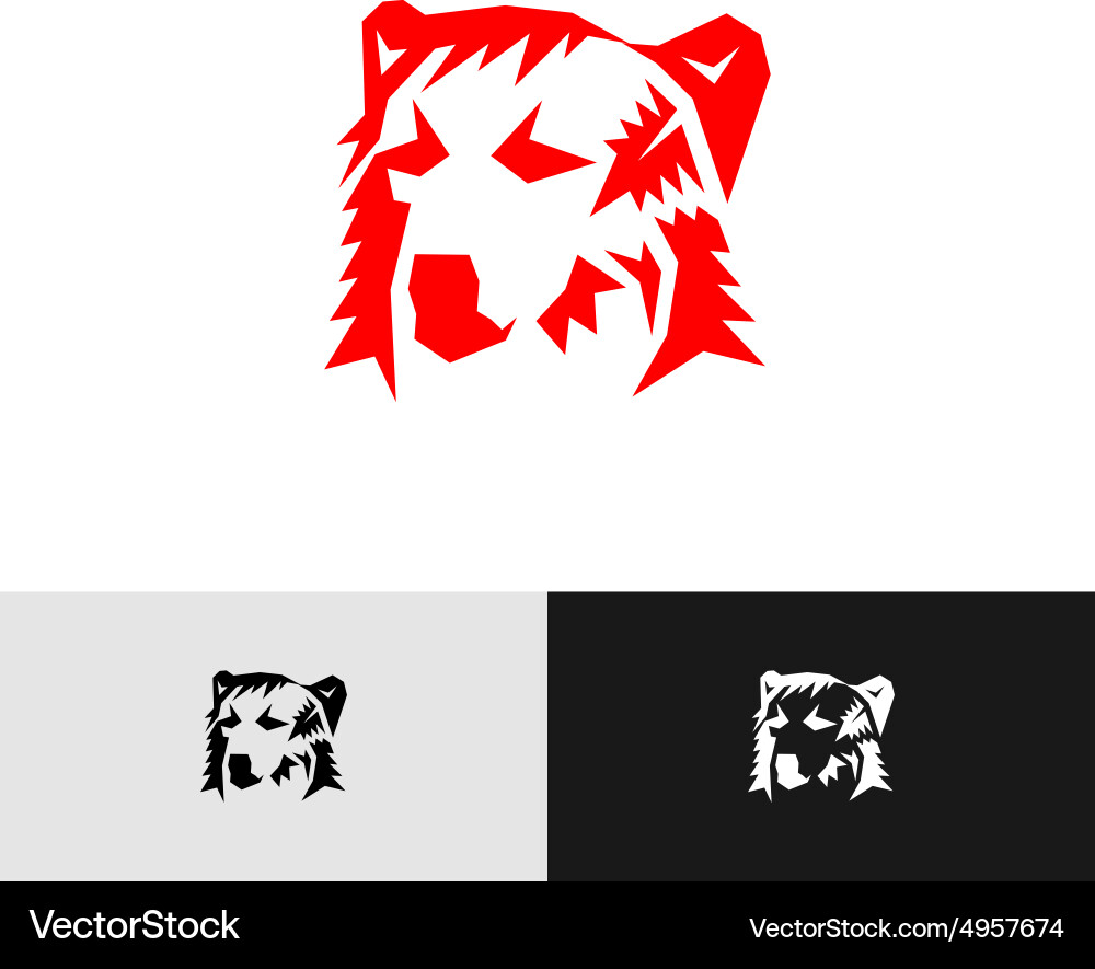 Angular Bear Head Silhouette Logo Vector Image