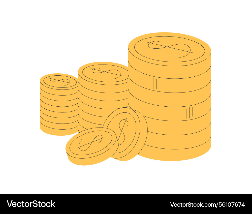 Coin stacks gold money cash bonus profit Coin stacks gold money cash bonus profit vector image