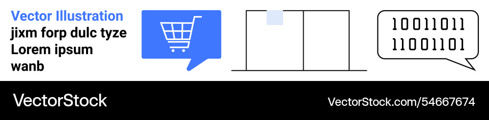 E-commerce data analysis binary code simplified E-commerce data analysis binary code simplified vector image
