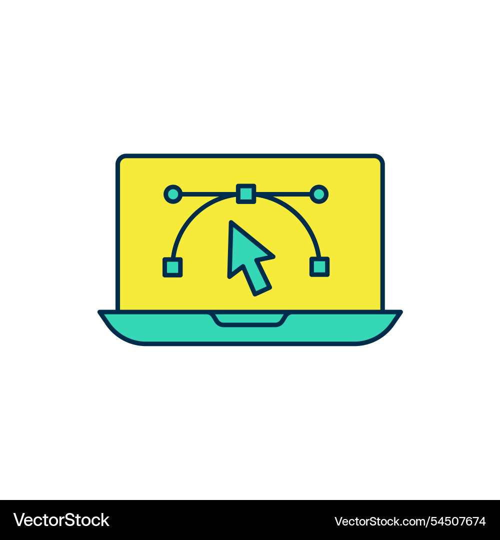 Filled outline computer display with design Filled outline computer display with design vector image