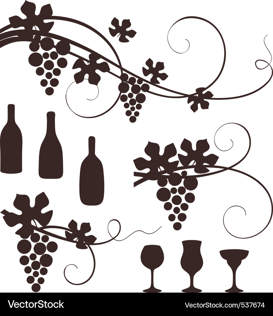 Grape Wine Elements vector image