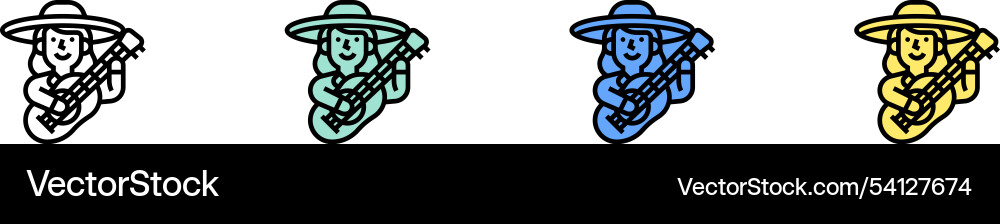 Guitar icon outline green blue and yellow style Guitar icon outline green blue and yellow style vector image