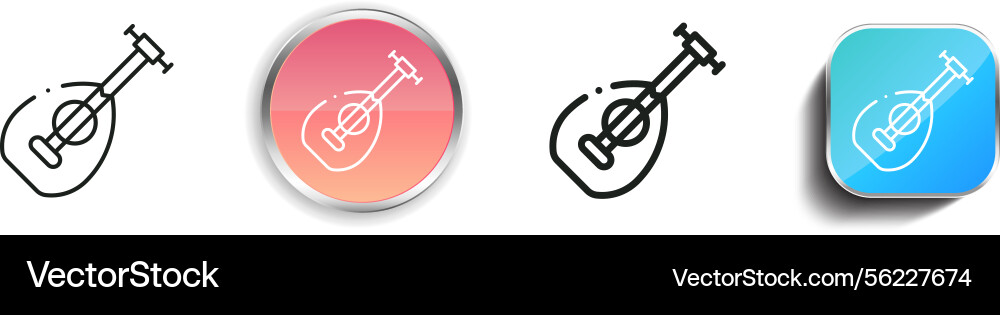 Lute icon thin linear regular and button style vector image
