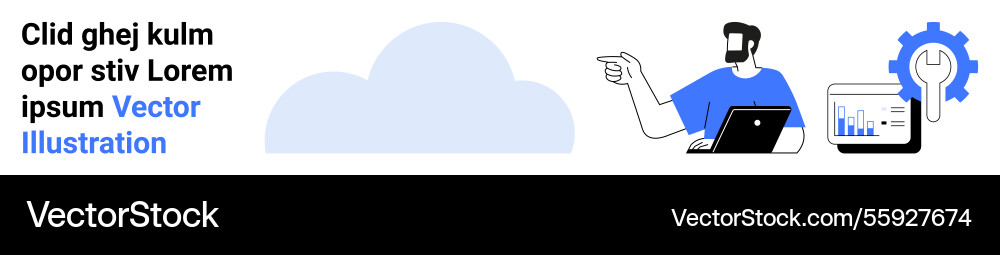 Man analyzing cloud data with a laptop Vector Image