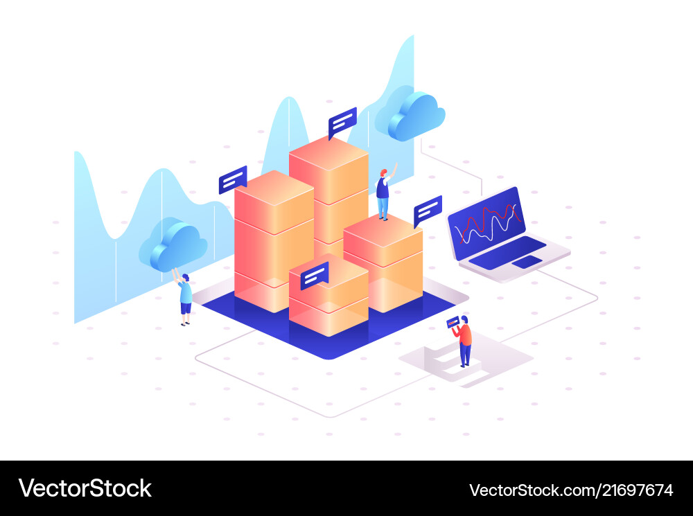 Managing data graphs of statistics analyzing Managing data graphs of statistics analyzing vector image