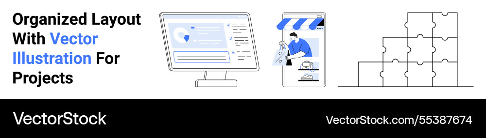 Organisierte Workflow-Anzeige mit Bildschirm mobil Organisierte Workflow-Anzeige mit Bildschirm mobil vektorbild
