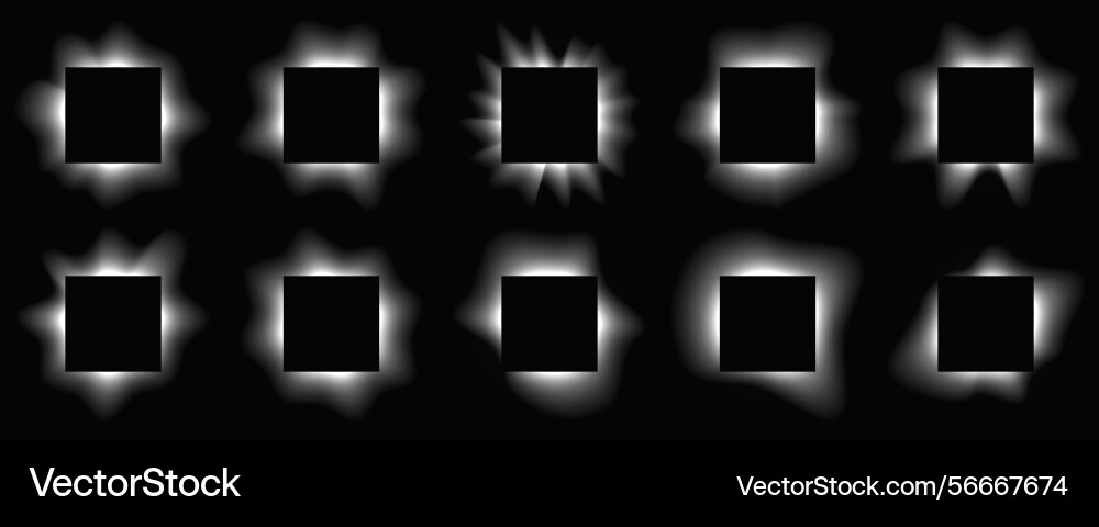 Set of square illuminate light frames Set of square illuminate light frames vector image