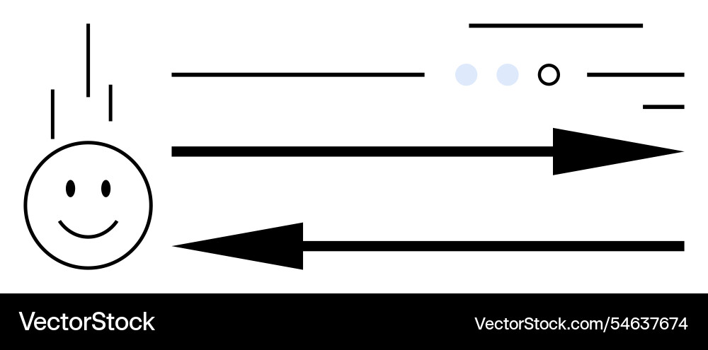 Simplistic happy face with arrows representing Simplistic happy face with arrows representing vector image