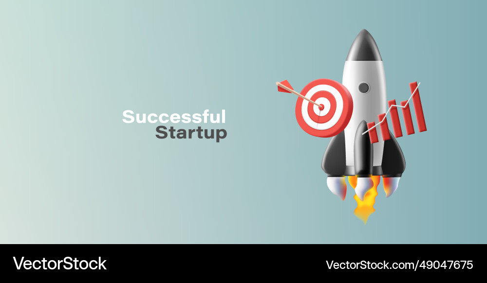 3d render of start up rocket with bar 3d render of start up rocket with bar Vector Image