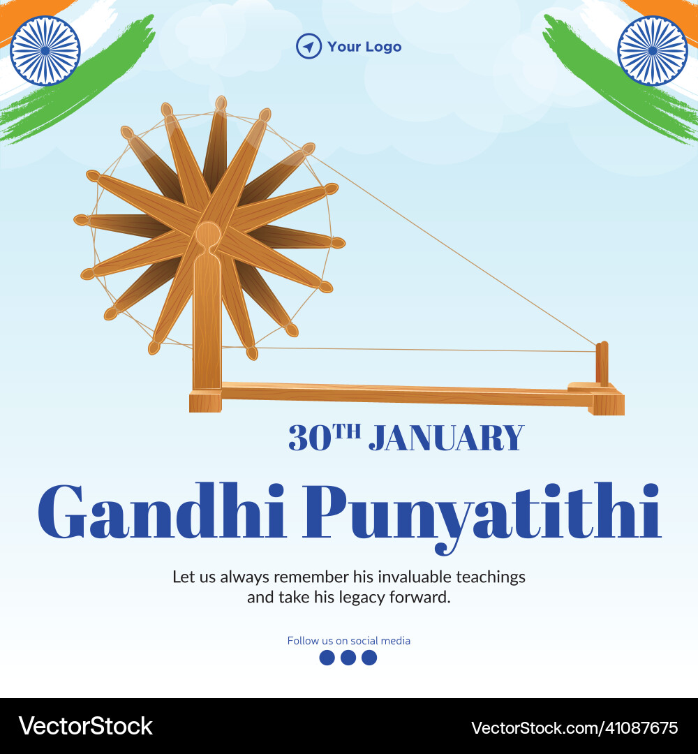 Banner design of mahatma gandhi punyatithi vector image