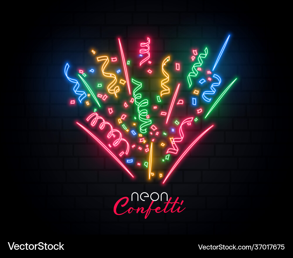 Bursting celebration confetti neon background Bursting celebration confetti neon background vector image