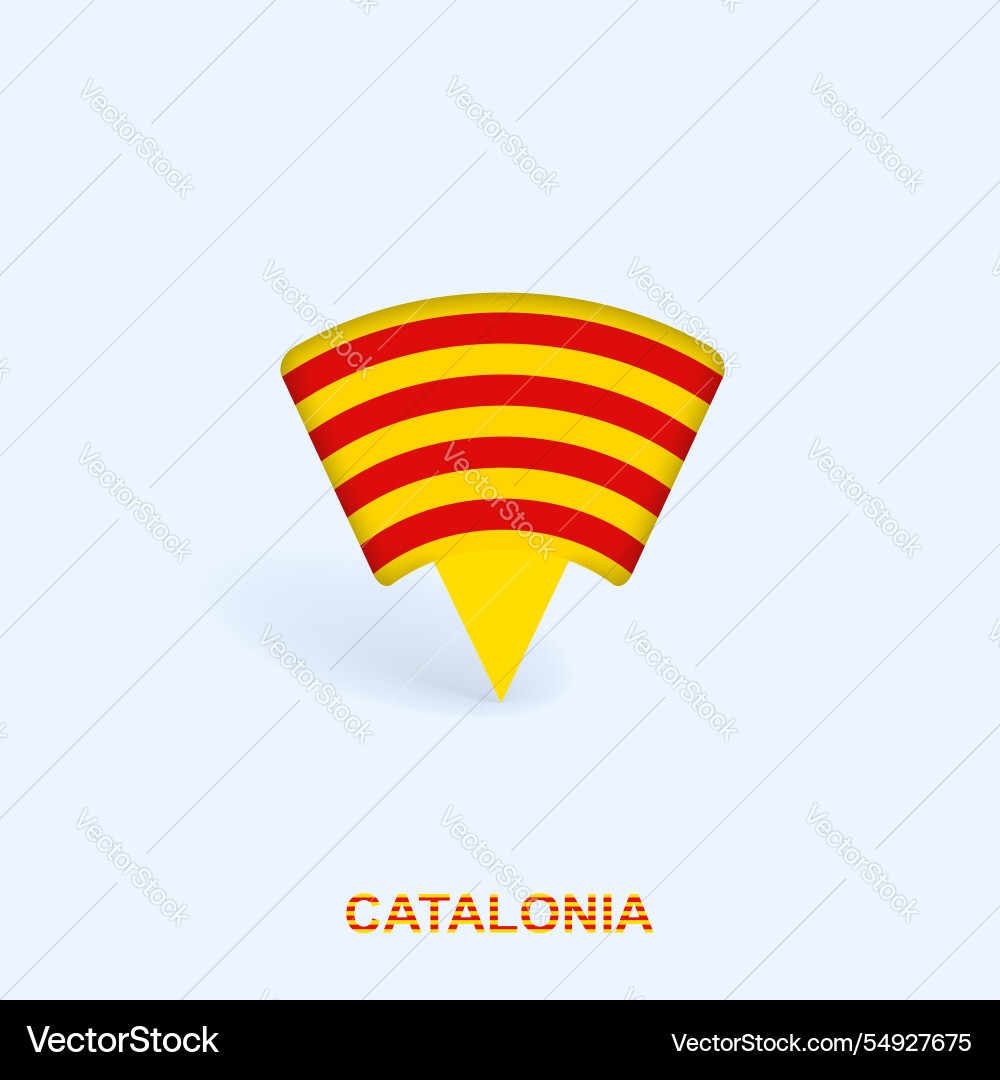 Catalonia flag map pointer design mit schatten Catalonia flag map pointer design mit schatten vektorbild