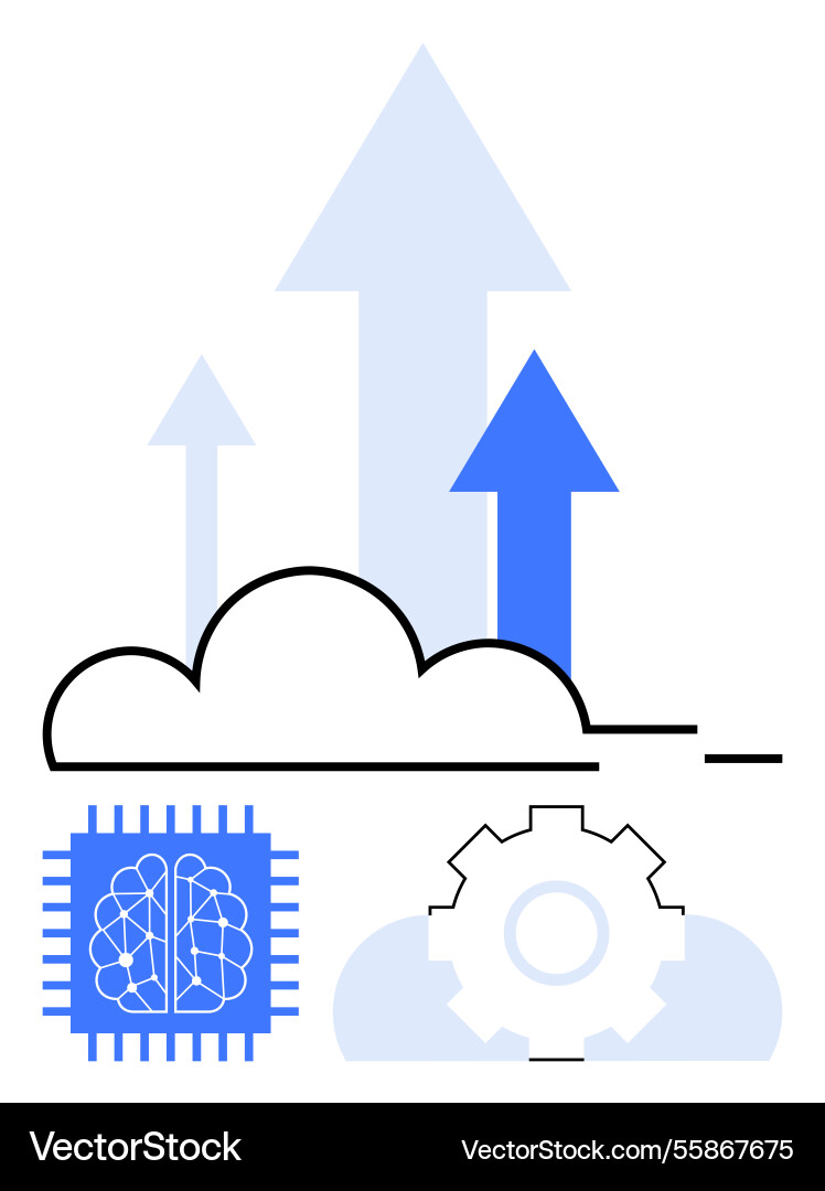 Cloud computing with ai and automation boosting Cloud computing with ai and automation boosting vector image