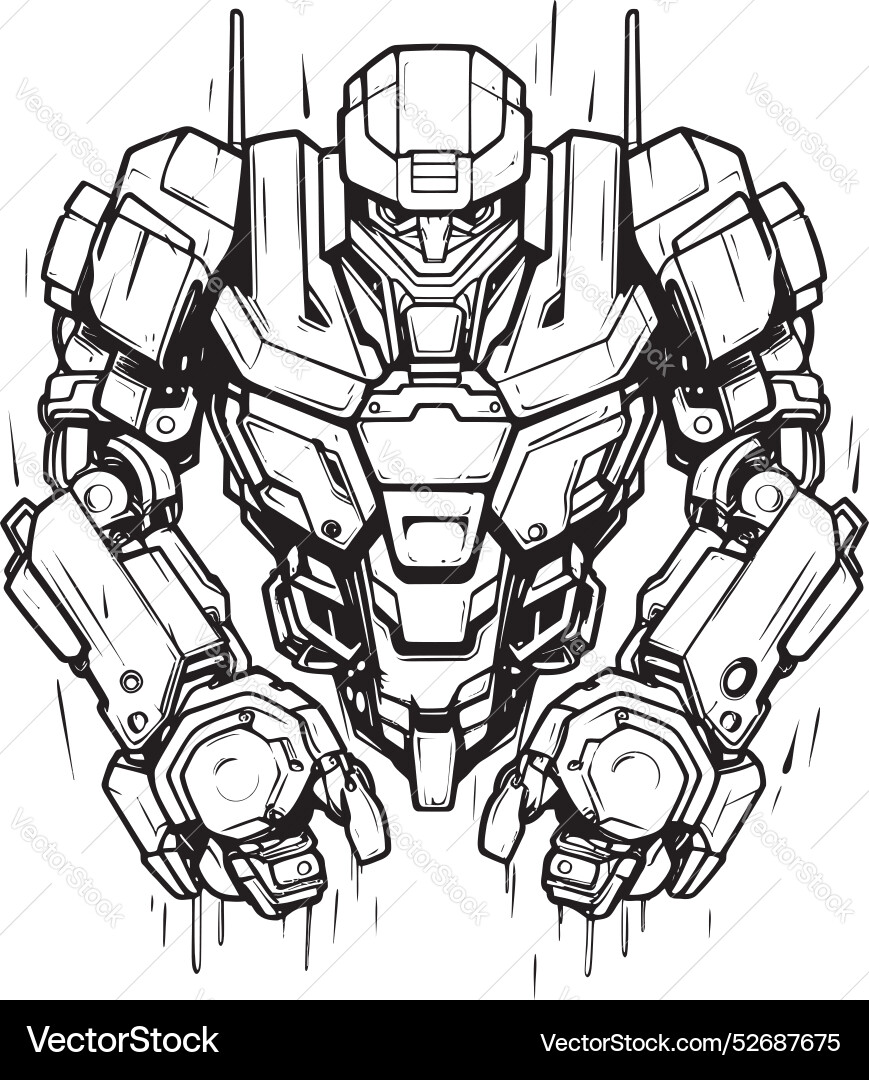 Digital warfare transforming robot with icon Digital warfare transforming robot with icon Vector Image