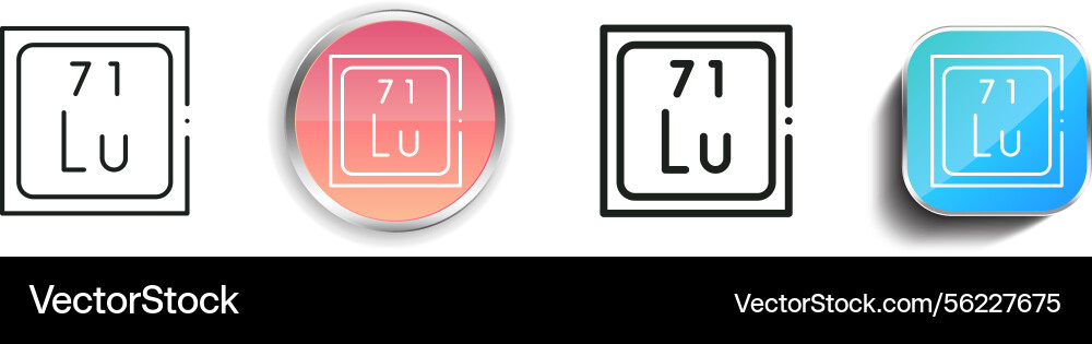 Lutetium icon thin linear regular and button Lutetium icon thin linear regular and button vector image