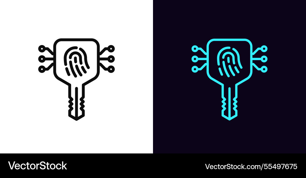 Outline biometric key icon with editable stroke Outline biometric key icon with editable stroke Vector Image