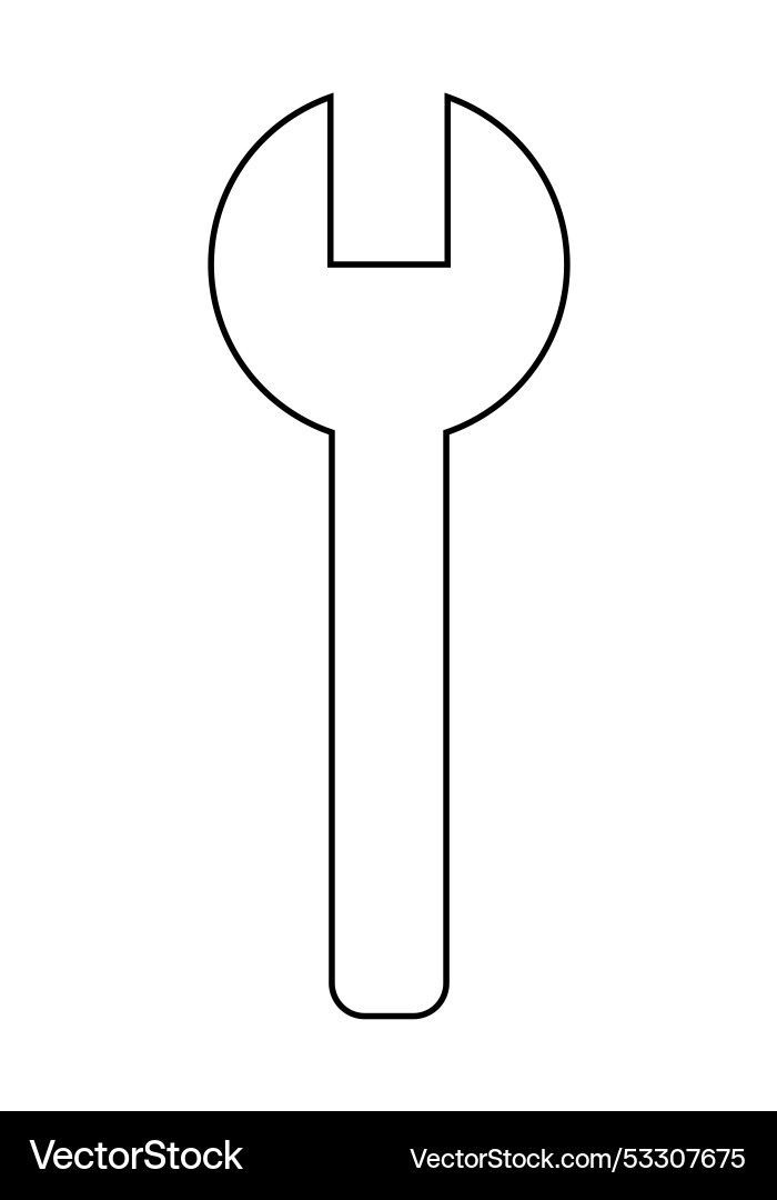 Outline of a wrench tool in simple black lines Vector Image