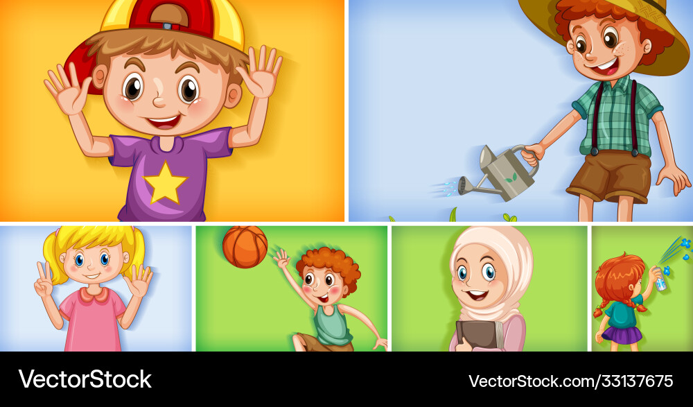 Set different kid characters Vector Image