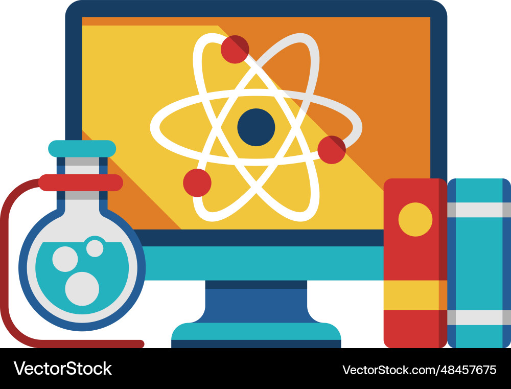 Wissenschaft Icon Computerbildschirm mit Physik-Studie Wissenschaft Icon Computerbildschirm mit Physik-Studie vektorbild