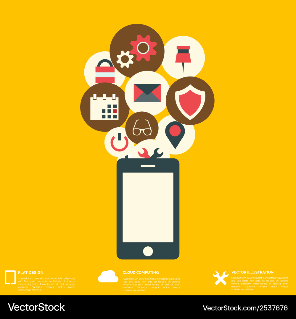 Flat abstract background with web icons interface vector image