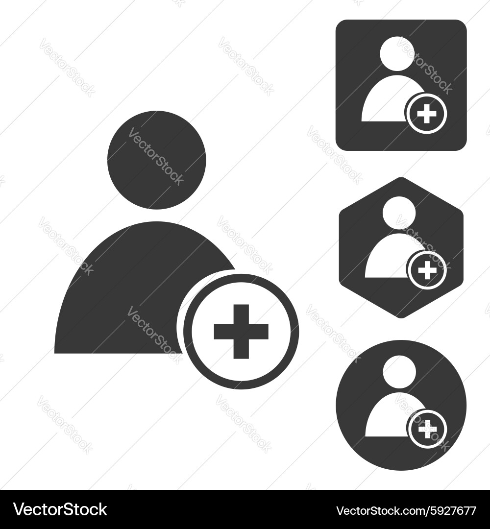 Add user icon set monochrome Vector Image