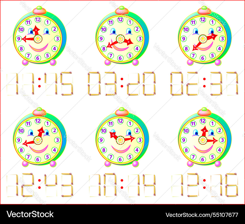 Clock Logic Puzzle - Time Addition vector image
