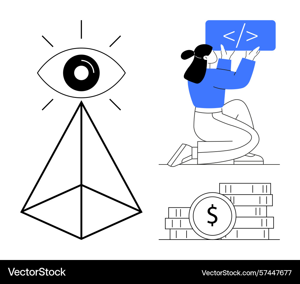 Developer working on code with tech-inspired Vector Image
