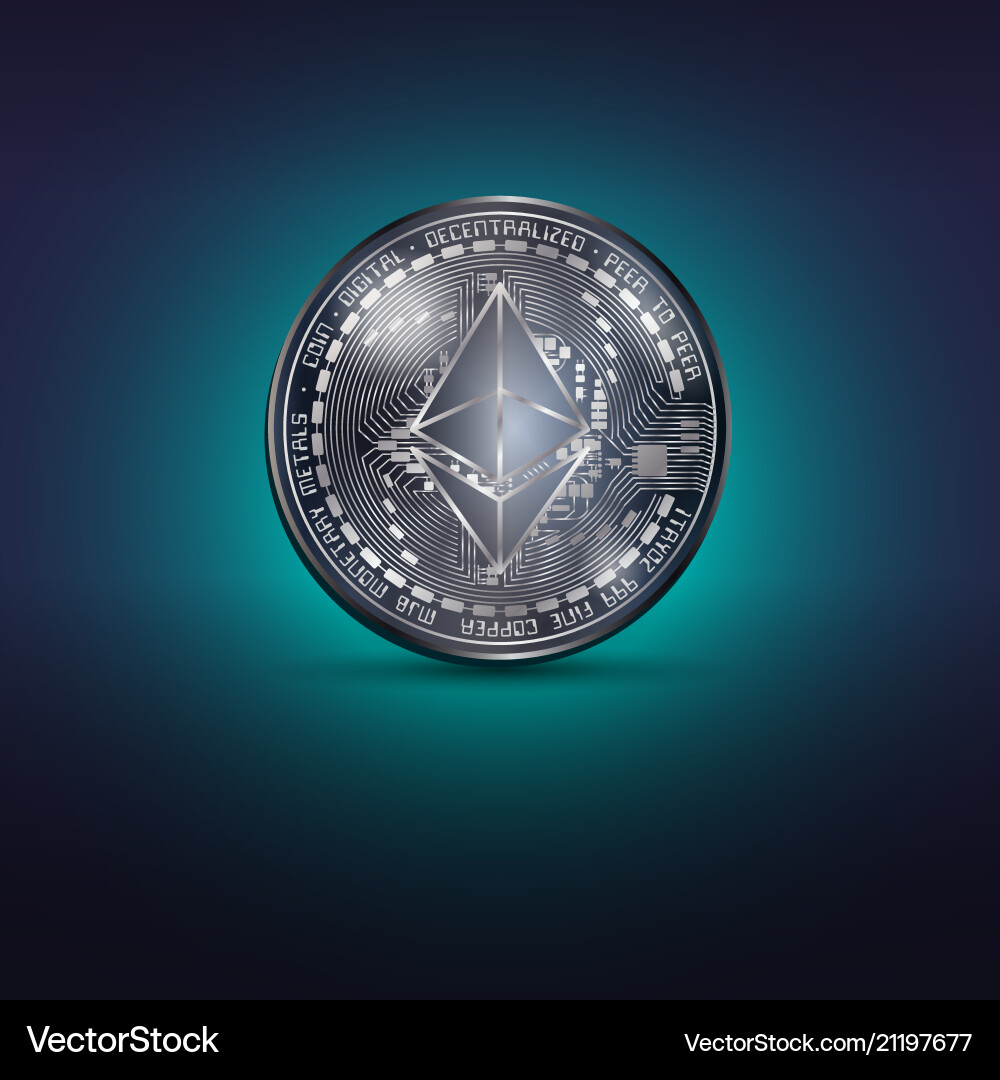 Ethereum metal coin (21197677) – Royalty-Free Vector | VectorStock